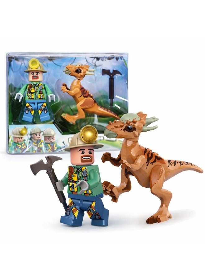 Jungle Adventure Articulated Dino Figure Set – 8cm Poseable Action Figure with Slot-In Dinosaur Companion – Durable Imaginative Play Set for Kids Ages 3+ – Perfect Prehistoric Explorer Toy - Image 1